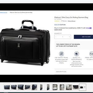 Travel Pro Platinum Elite Carry-On Rolling Garment Bag luggage 22 Inch